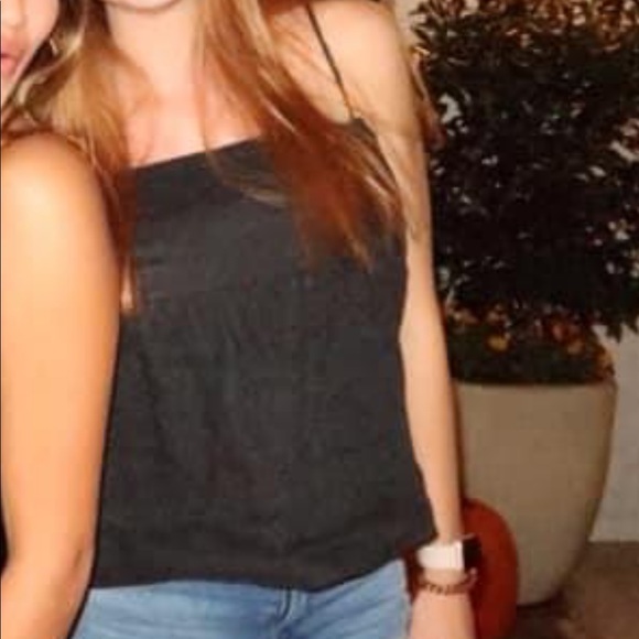 Navy Blue Linen Tank Top - Picture 4 of 4